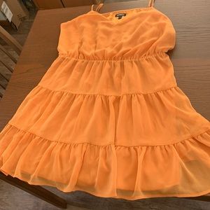 Express, orange v-neck tiered trapeze dress. Size XL.